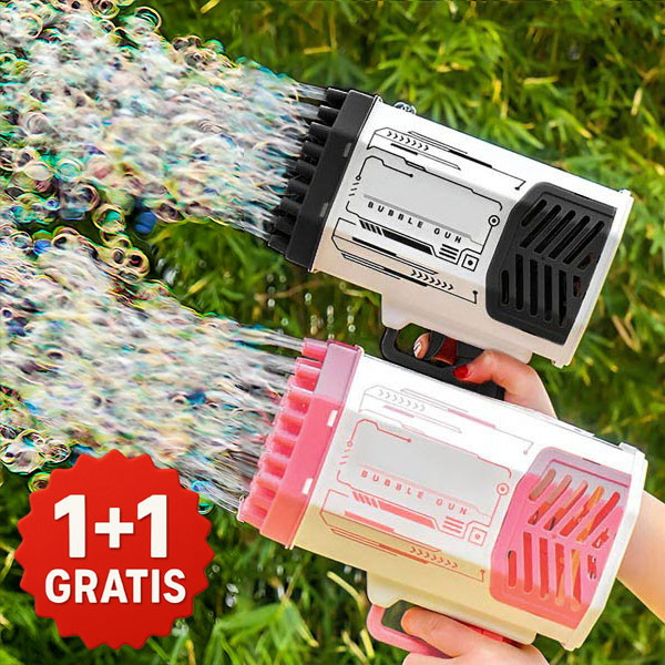 Mullipüstol - 69 auku, 1000+ mulli/min, LED tuled | BUBBLEPUFF 1+1 TASUTA